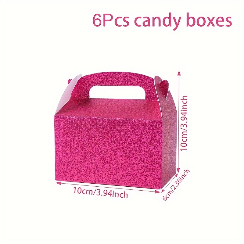 Image of Gift For Her/him 6pcs Pink Theme Gift Boxes, Pink Glitter Powder Happy Birthday Party Decorations Princess, Gift Packing Boxes, Birthday Adults Bridal Wedding Party Supplies, Christmas, Halloween