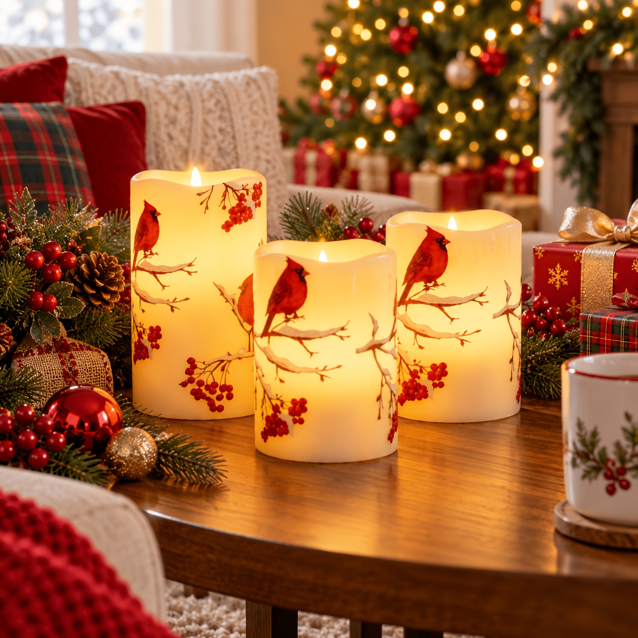 TEMU Set Of 3 -themed Flameless Candles, Battery-operated Led Candles With Realistic Flickering Flame And ; Suitable For Thanksgiving, Christmas, ,