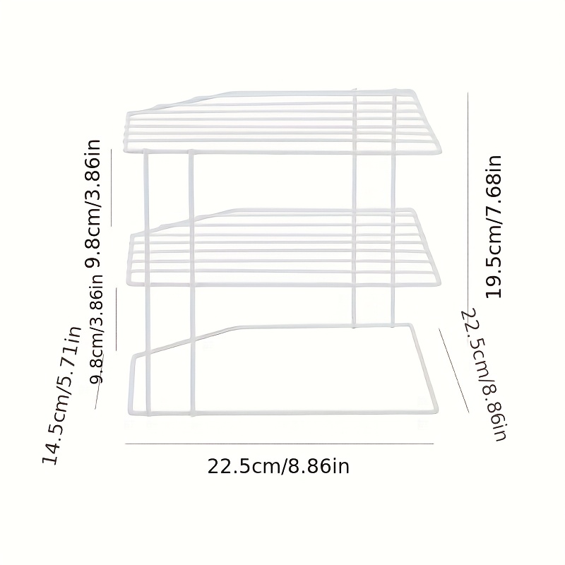 White Three-Tier Corner Insert Storage Rack, Efficient Space-Saving Solution