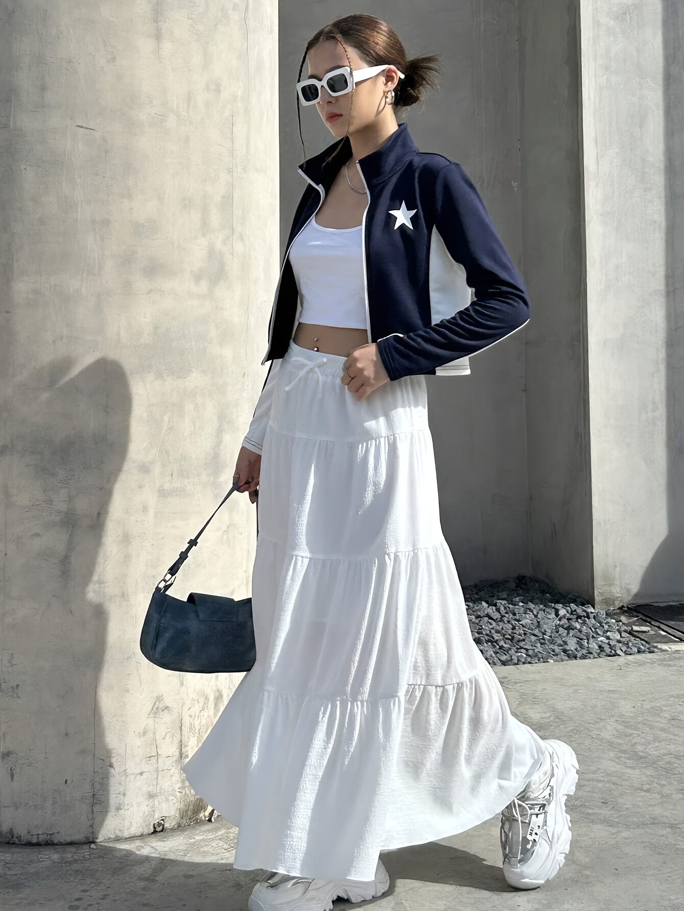 teen girls casual white midi skirt lightweight Temu Mauritius