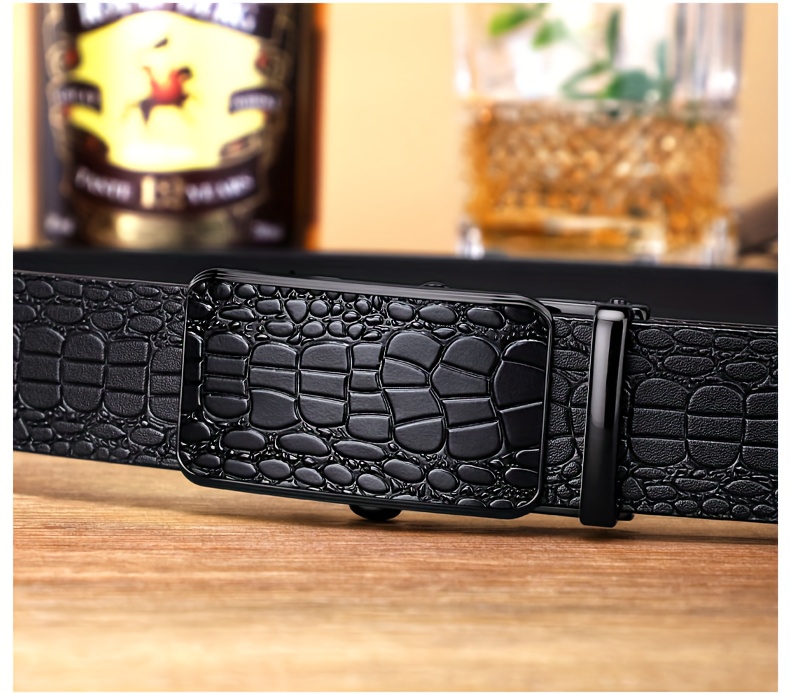 Men's Genuine Leather Belt with Toothless Automatic Buckle - Business Casual Pants Belt. Suitable for Middle-aged and Young Men, Office Attire, Daily Belt, Simple Design, Minimalist Belt, Top-Grain Leather Material, High Quality, Adjustable Waist