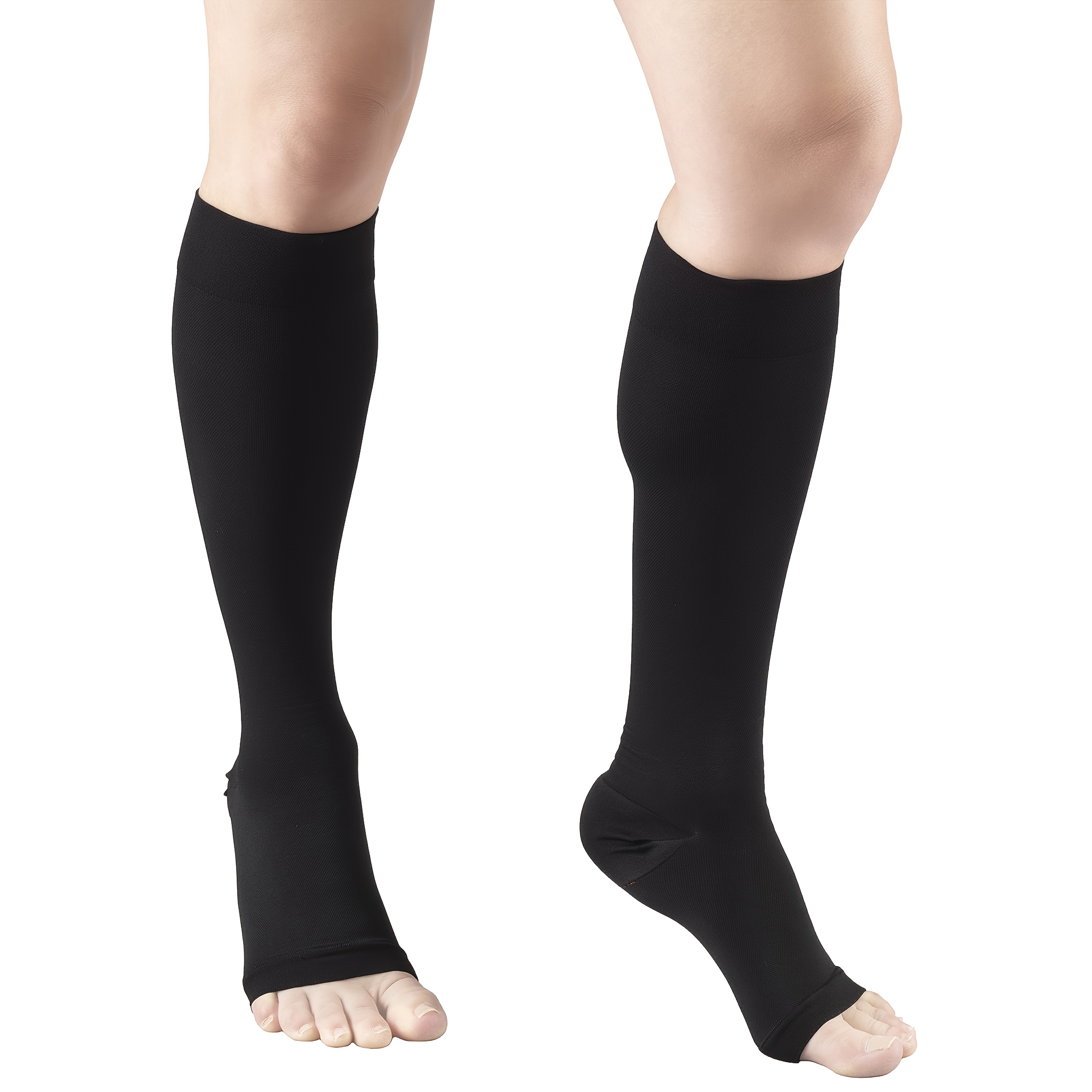 Cofoe 1pc Universal Elastic Stockings For Men And Women, 15-21 Mmhg Pressure, Open-toe Style For Lower Legs. Suitable For Life Such As, Exercise, , Travel, And Leisure