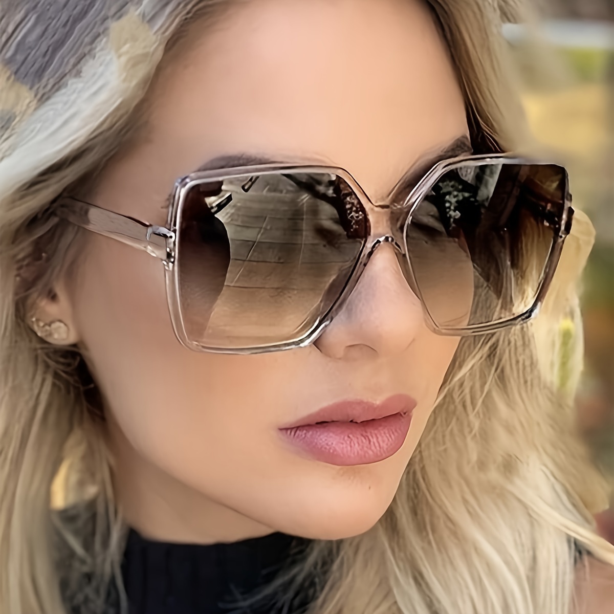 

Oversized Square Glasses For Women, Acetate Frame, Flattering Slim Design, High-end Fashion Look, Perfect For Travel And Vacations
