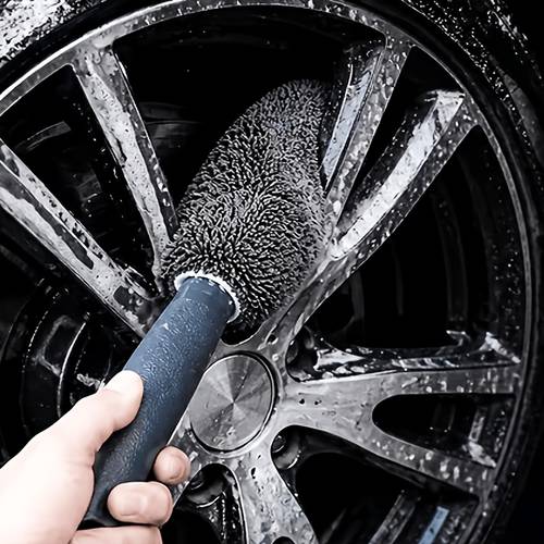 soft microfiber car wheel cleaning brush rim and tire scrubber deep clean detailing tool multi brush for car truck suv motorcycle ergonomic handle washable reusable