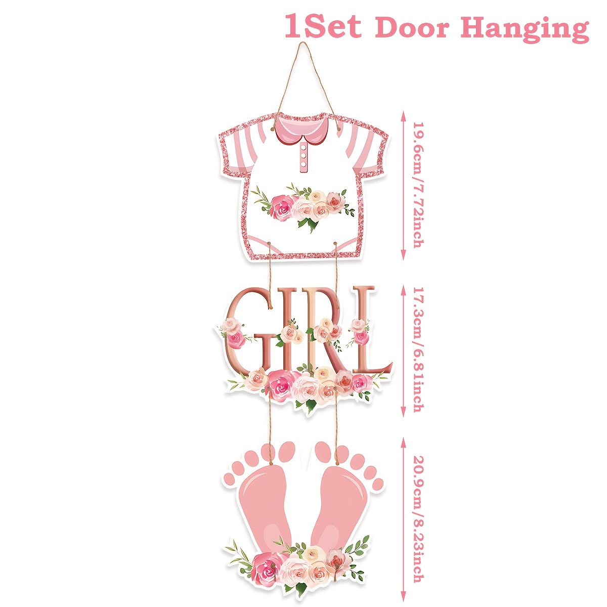 E-shop Set, Duschthema Rosa Türhänger, Blumen Kleidung Muster Papier Türhänger, Duschthema Party Dekoration, Geburtstagsparty Dekoration, Gender Reveal