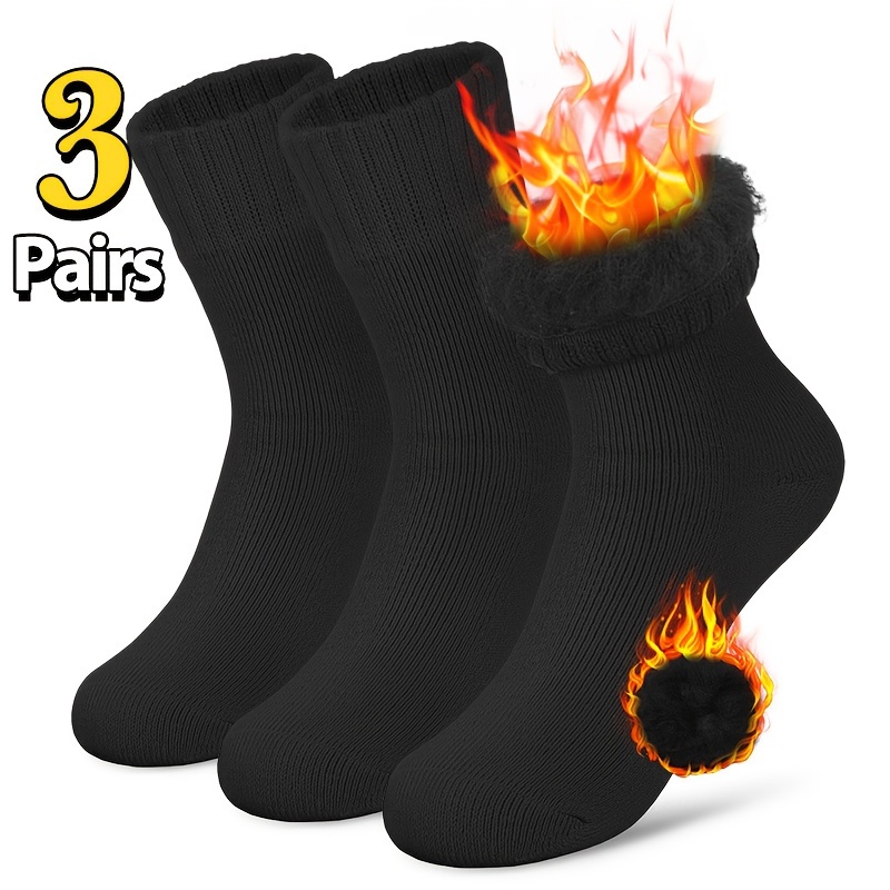 

3 Pairs Of Men's , Thick & Warm Fleece Winter Socks - Cozy, Breathable, Moisture-wicking, Anti-odor, And For Cold Weather - Perfect Christmas Gift Idea For Dad, Husband, Or Boyfriend