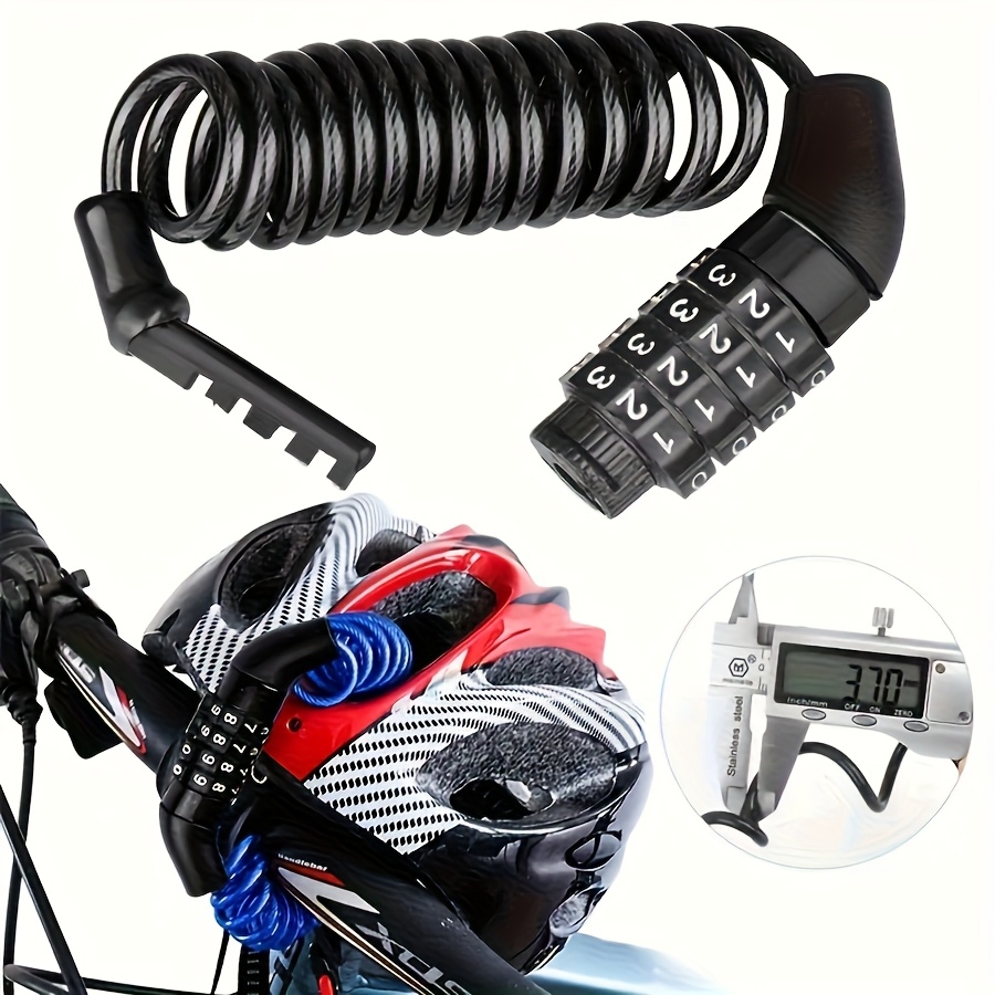 TEMU Tosuod Bike Helmet Lock - Retractable Anti-theft Security Lock With 4-, Design, Durable Metal Construction For Motorcycle & Bicycle Helmet