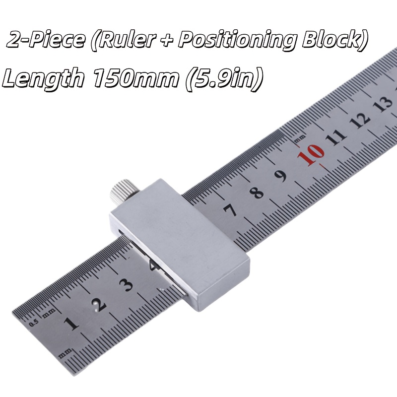 2pcs (ruler + Positioning Block) Precision Positioning Ruler Random Color Multi-functional Measuring Tool Professional- Surveying Ruler Designer & Engineer Essential Woodworker's Ruler