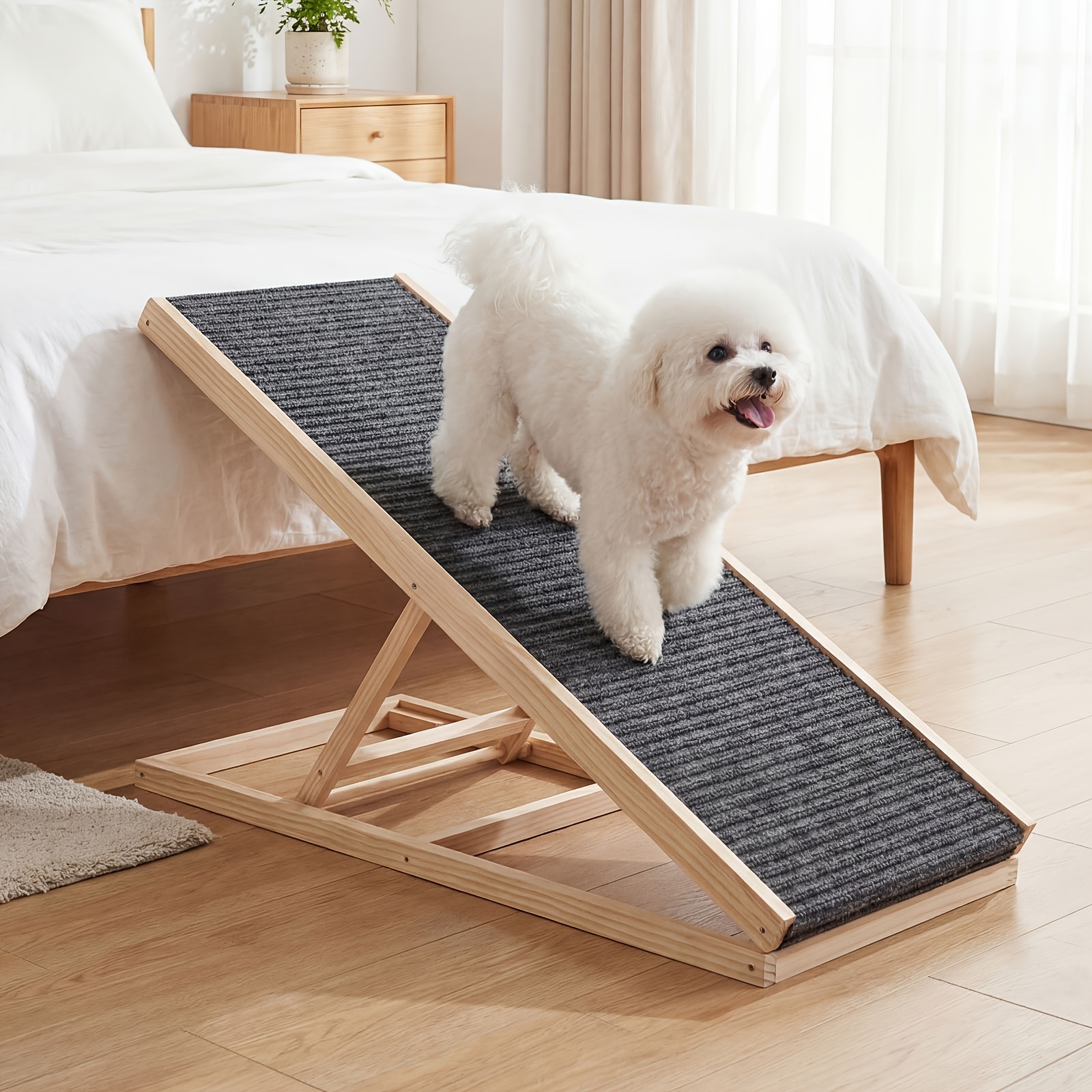 TEMU Foldable Pet Ramp, Large Size With And Gentle Slope Design, Stable, Non-slip, And Weight-bearing, Portable Auxiliary Ladder For Sofas, Beds, And