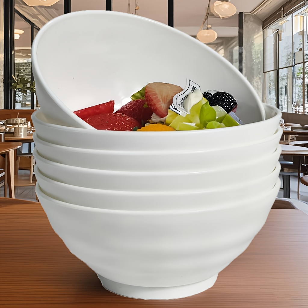 TEMU 6-pack 24oz Large Striped Ramen Bowls, Pp Plastic, Round, Microwave & Dishwasher Safe, Anti-slip, Outdoor Portable Soup Bowls For Hot Pot, Family Gatherings, Holiday Theme