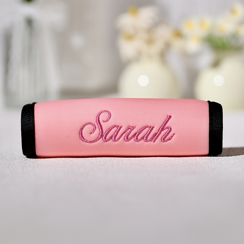 TEMU 1 Custom Embroidered Luggage Handle Wrap A Stylish Luggage Accessory Featuring A Soft, Comfortable Design. Reusable And Durable, This Foldable