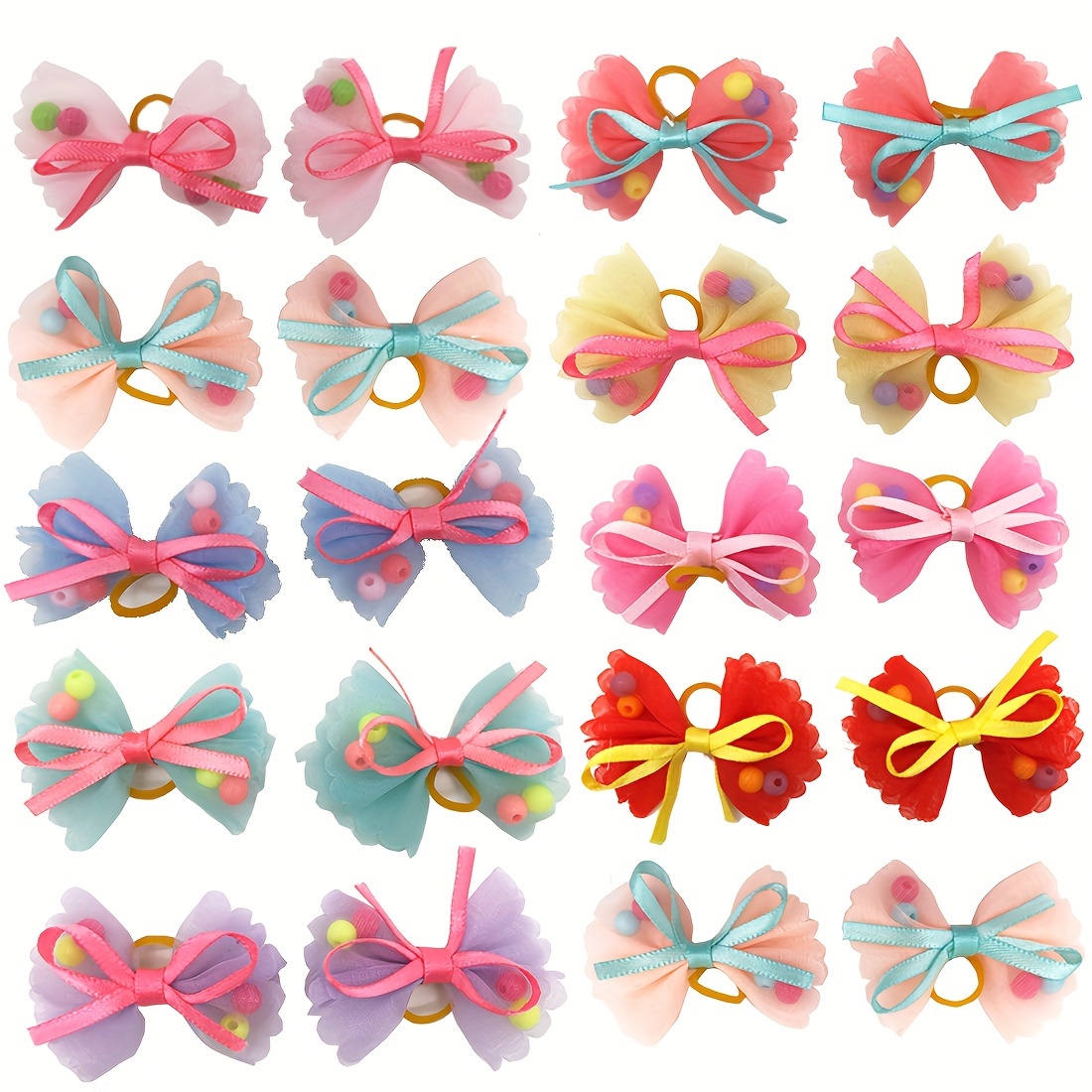 

20-pack Mixed Pet Hair Bows, Patterned Dog Head Accessories, Butterfly Knot Pet Hair Flowers, Dog Hairbands - Assorted Colors