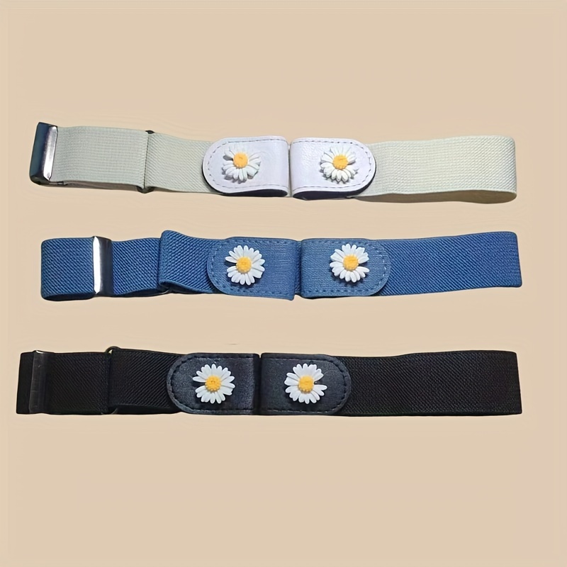 3pcs Elastic Force Daisy Belts For Women Versatile Jeans Waist Belt