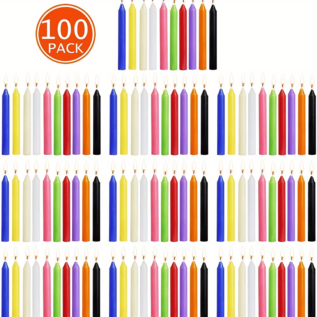 

100-piece Premium Smokeless Birthday Candles - Colorful, Odorless For Romantic Weddings & Home Decor, Perfect For Christmas, Halloween, Easter, Thanksgiving, Valentine's Day & More