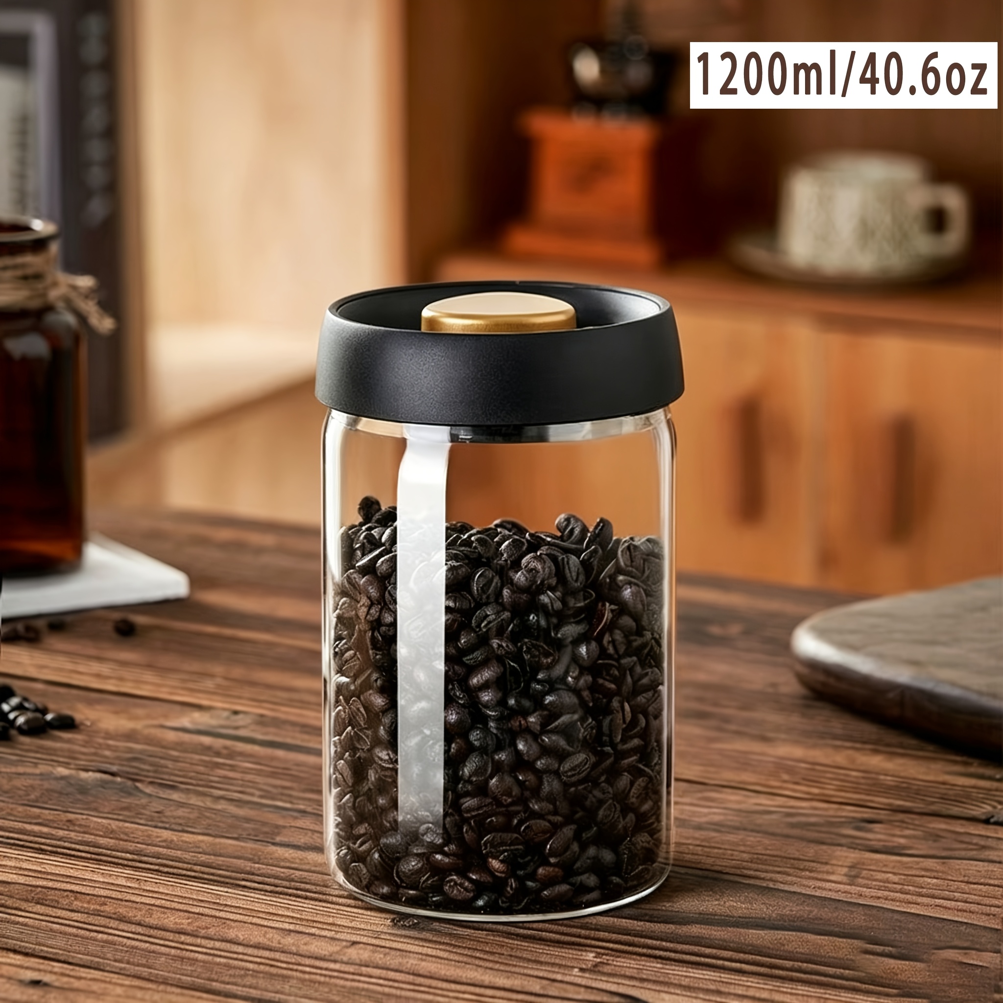 TEMU 1 barattolo sottovuoto in vetro , barattolo per caff癡 in vetro borosilicato ad resistenza multi-misura con a pressione, contenitore per alimenti