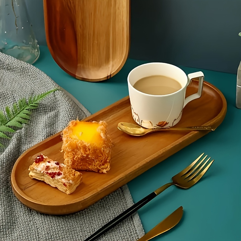 Elegant Mango Wood Dessert Plates - Oval Wooden Serving Trays For Snacks, Coffee, Tea, Cheese - Natural Decor Style, Stylish Food Presentation Set