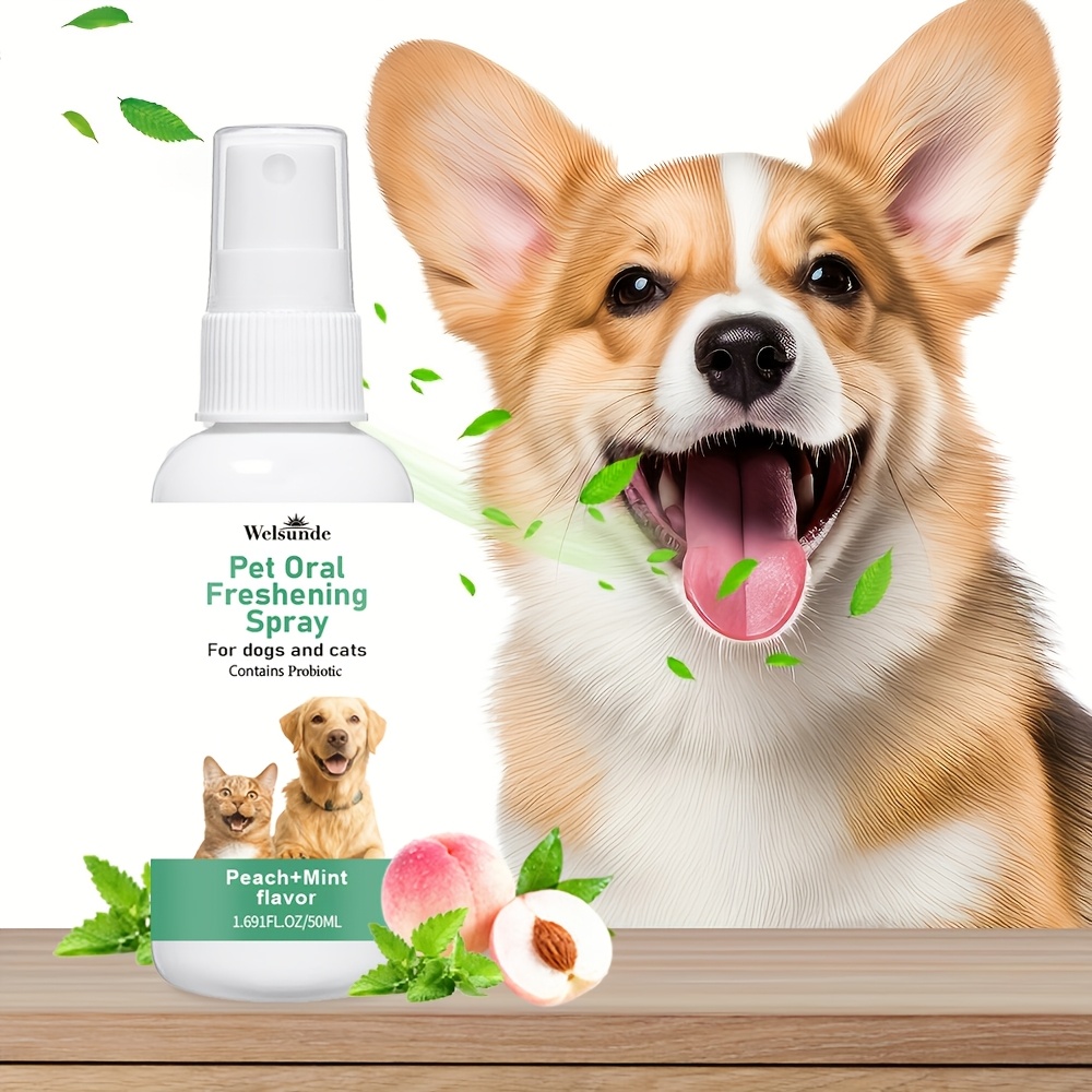This Pet Oral Spray For Dogs And Cats Features Probiotics And A Mint Flavor. A Plant-based Solution That Eliminates Odors, Cleans Between Teeth, And Breath. Pets Enjoy