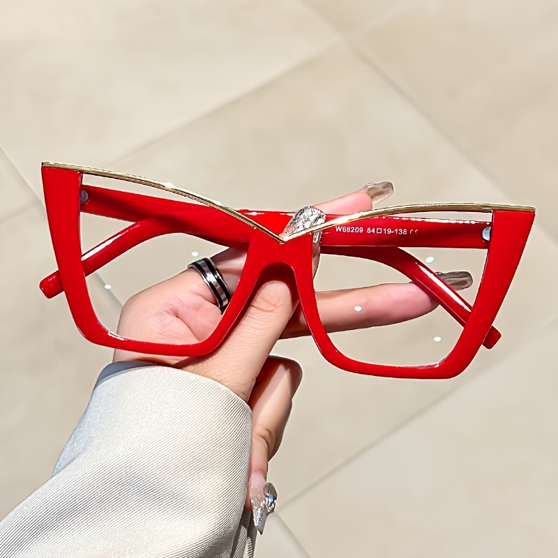 Image of Ladies' Fashionable Transparent Lens Glasses, Cat , Jelly Colored Metal Splicing Frame, Used For Protecting Computer Glasses