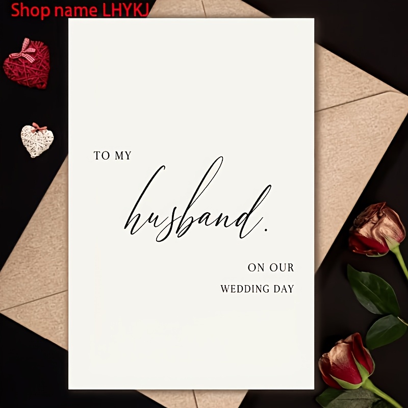 Image of 1pc, Elegant Wedding Greeting Cards, To My Husband, On Day, Conveying Wishes For A Happy Marriage. Blank Cards Handwritten And Come With An Envelope