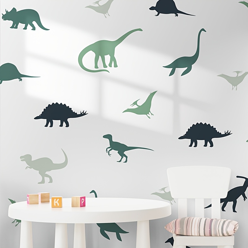 28pcs bohemian minimalist style dinosaur wall stickers simple figure solid color dinosaur   self   pvc stickers bedroom entrance living room porch notebook home decoration wall stickers wall decoration decals