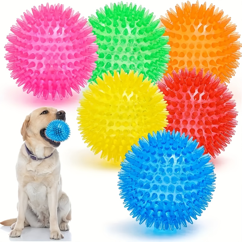 

6-pack Dog Chew Balls - Non-toxic Plastic Rubber Toys For All Breed Sizes, Geometric Pattern, Dental Health & Aggressive Chewers