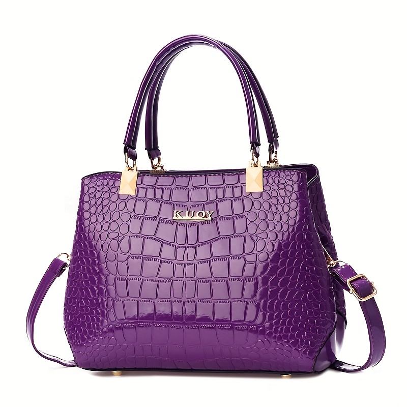 

Women's Fashion Crocodile Pattern Shoulder Bag, Casual Pu Leather, Handbag With Cross-body Strap