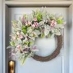 1 7 inches spring and summer floral wreath door hanging basket beautiful artificial spring and summer wreath welcome sign for the front door porch cottage decoration