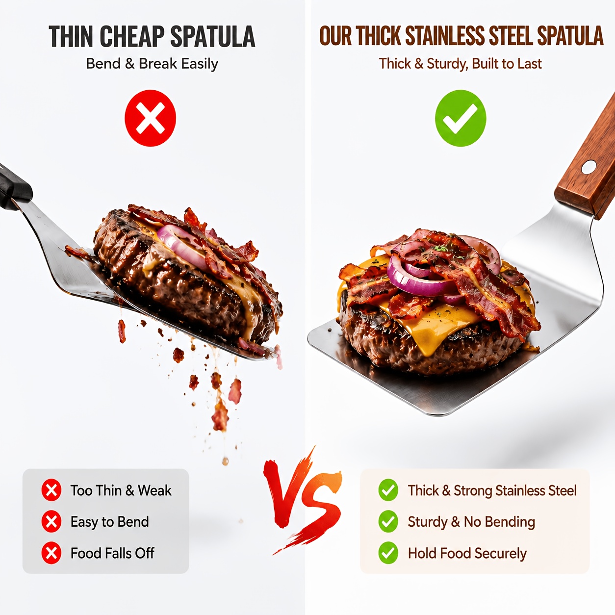 Stainless Steel Frying Spatula, Pancake Turner, and Kitchen Tool