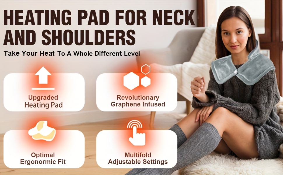 heating pad for neck and shoulders and back valentines day gifts for her him women men mom wife heating pad for back 6 heat settings 4 timers auto off 22 x37 neck heating pad local warehouse Product details 0