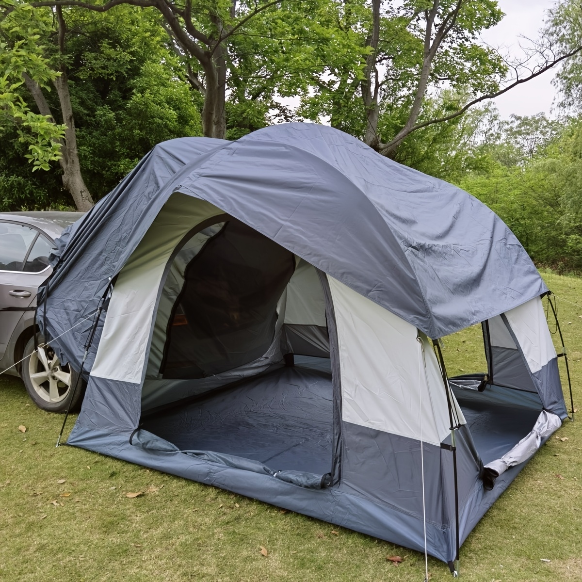 Tent For Camping That Attaches To The Back Of A Vehicle, Suitable For Suvs, Includes A Roof Cover And A Carrying Bag, Accommodating 3 To