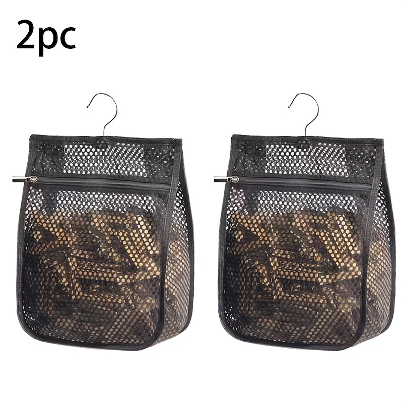 TEMU Outdoor Mesh Laundry Bag For Drying Clothes, Zippered Laundry Bag, Large Opening Design, High-capacity Laundry Storage Bag With Hooks, Zippered