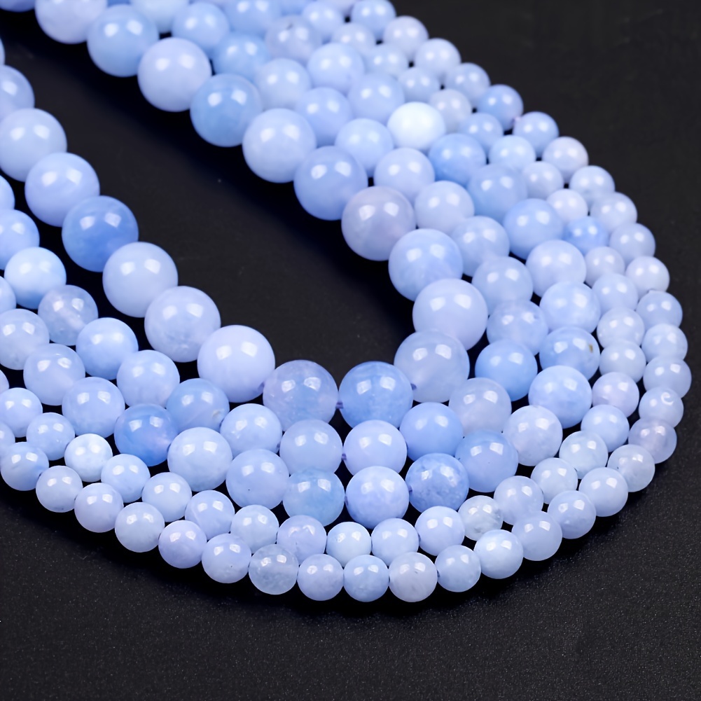 

Blue Angelite Jade Beads For Jewelry Making - Natural Stone Round Spacer Beads, 6mm-12mm Sizes, Diy Bracelet & Necklace Supplies, 15" Strand Charms For Jewelry Making Beads For Bracelets