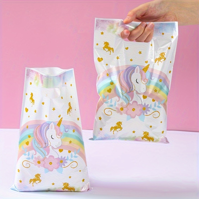 Einhorn-Partytüten Mit Griff – 50 Stück, 25x16 Cm, Aus Reißfestem PP, Für Geburtstagsfeiern