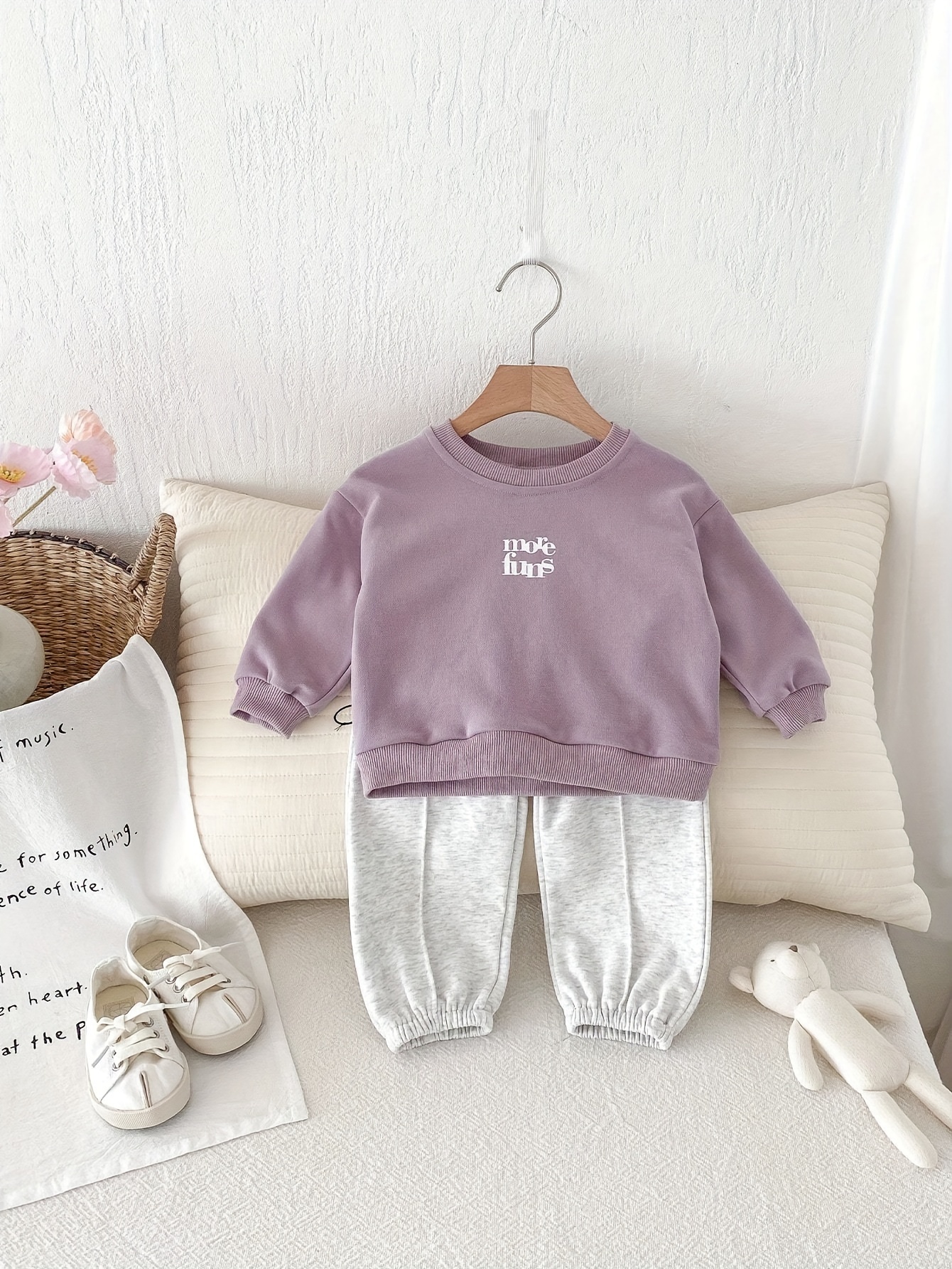 toddler casual letter print long sleeve sweatshirt and ankle pants athletic set autumn for outdoor