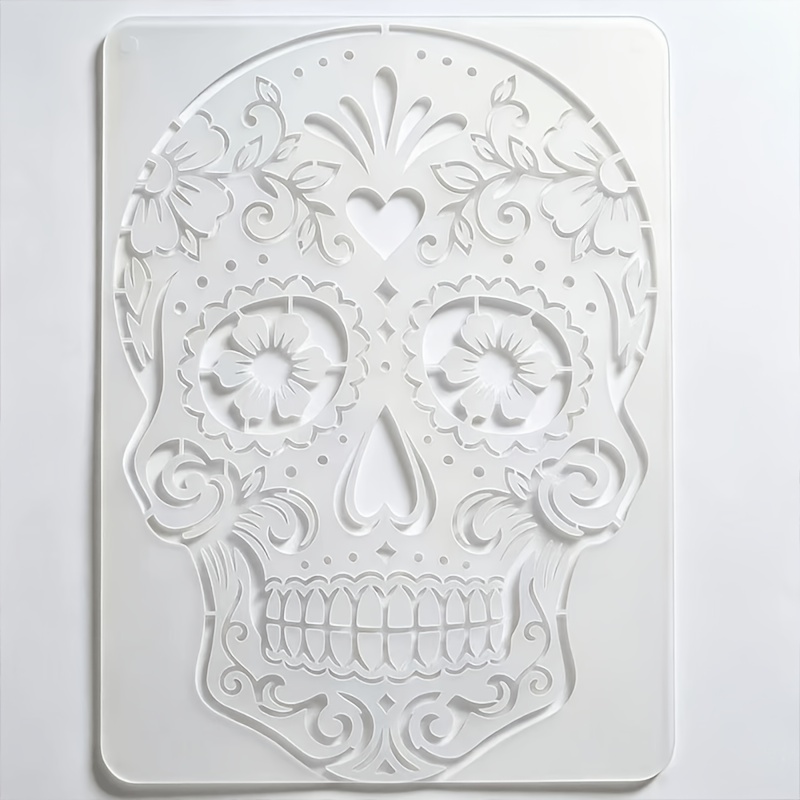TEMU 1pc 1pcs Reusable Single Flower & Stencil - Suitable For , Halloween Templates, Color For Canvas, Walls, Furniture Crafts, Art Projects, Precise