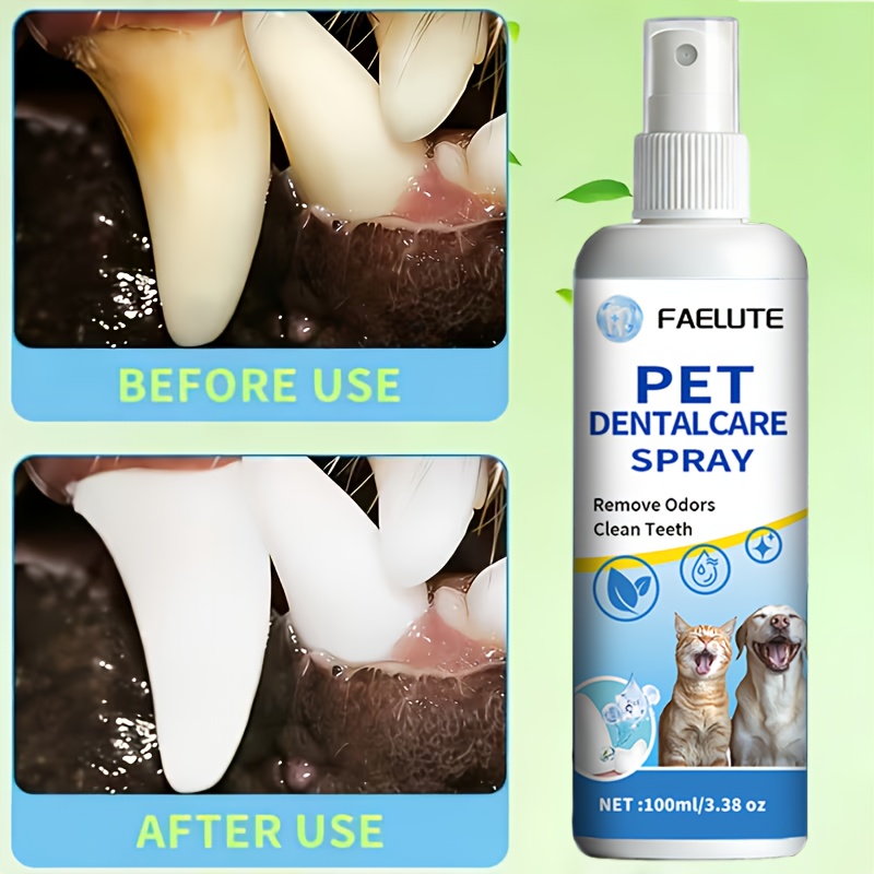 Faelute Pet Oral Spray For Cats And Dogs - Plant-based Ingredients Breath And Cleans Teeth Reduces Odours, Refreshes Breath, Cleans Teeth