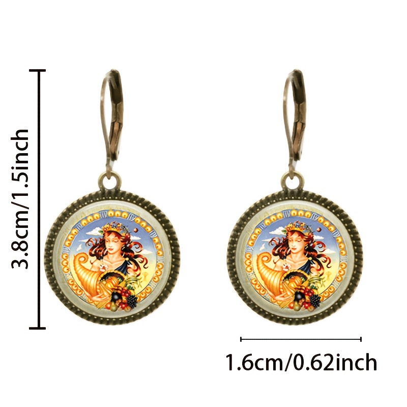 2pc Blue Floral Crown Pendant Earrings Set