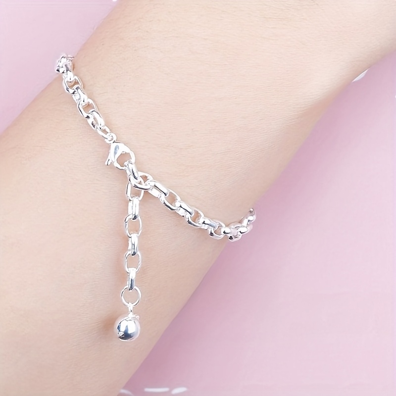 Vintage s925 Silver Bracelet Thick Chain Classic Gift Jewelry