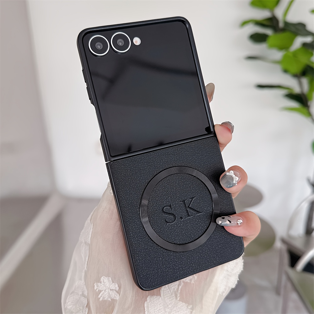 TEMU Phone Case - Customizable Magnetic Phone Case With A Pattern, Designed For For Galaxy Z Flip Models 4 , Offering Shockproof Protection