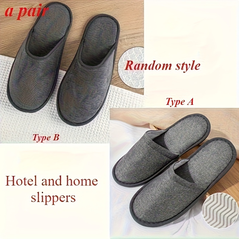 1 Pair Of Unisex Anti-slip Slippers For Hotels, Guesthouses, Home Use, Star-rated Hotel Rooms, Beauty Salons, And As Disposable Guest Slippers At Home. Random Color