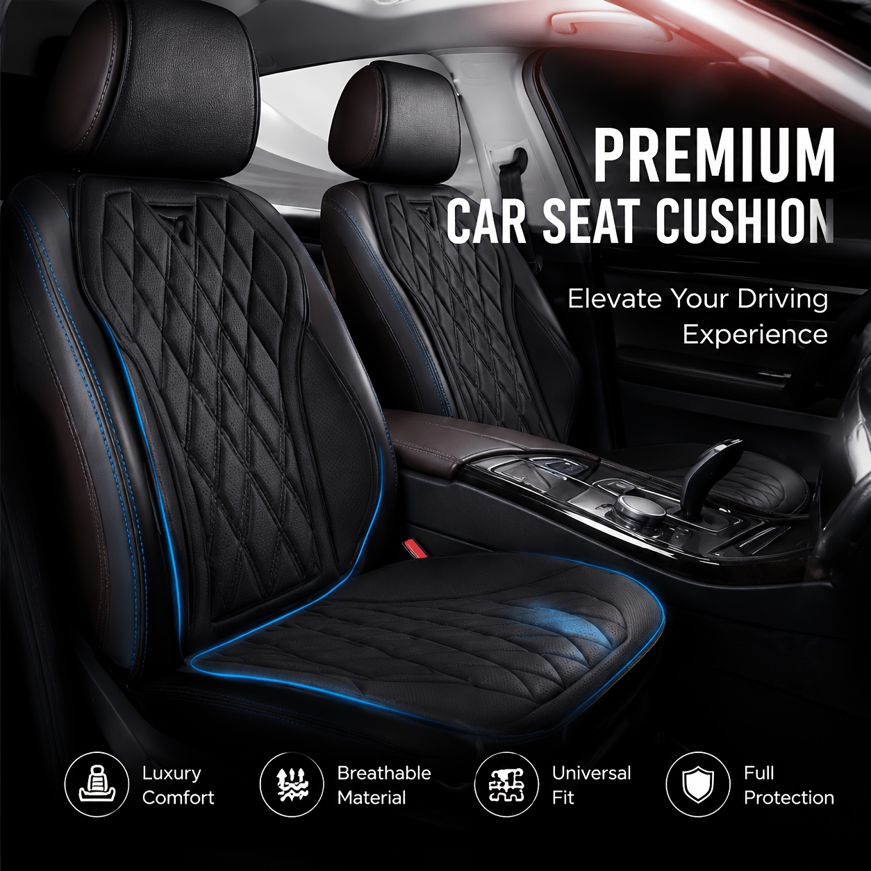 TEMU High-quality Optional Driver And Passenger Seat Cushion Backrest Headrest Cover, Essential Summer Seat Protector