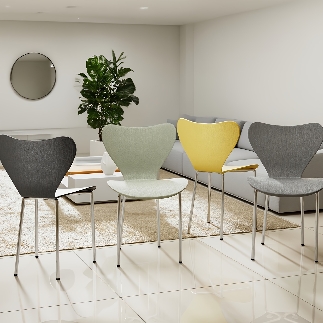 TEMU Collection Of 4 Stackable, Multi-colored Dining Chairs, Visitor Chairs For Offices And Reception Chairs, Made Of Pp Plastic, Office Chairs,