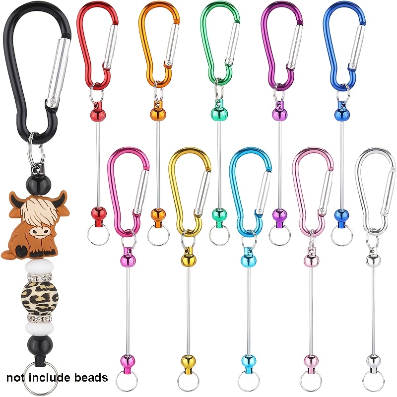 TEMU 11pcs Colorful Diy Beaded Keychains D-shaped Lock Buckles Metal Hook Multi-functional Beaded Keychain Pendant Jewelry Making Supplies