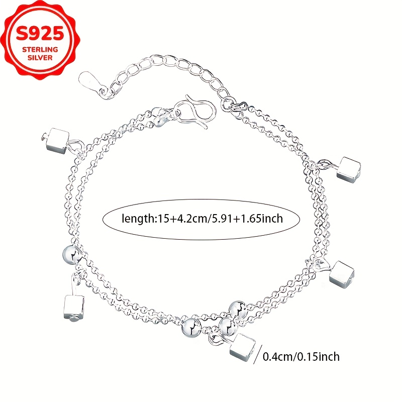 Low Allergy Small Square Pendant Double Layer Bracelet for Women