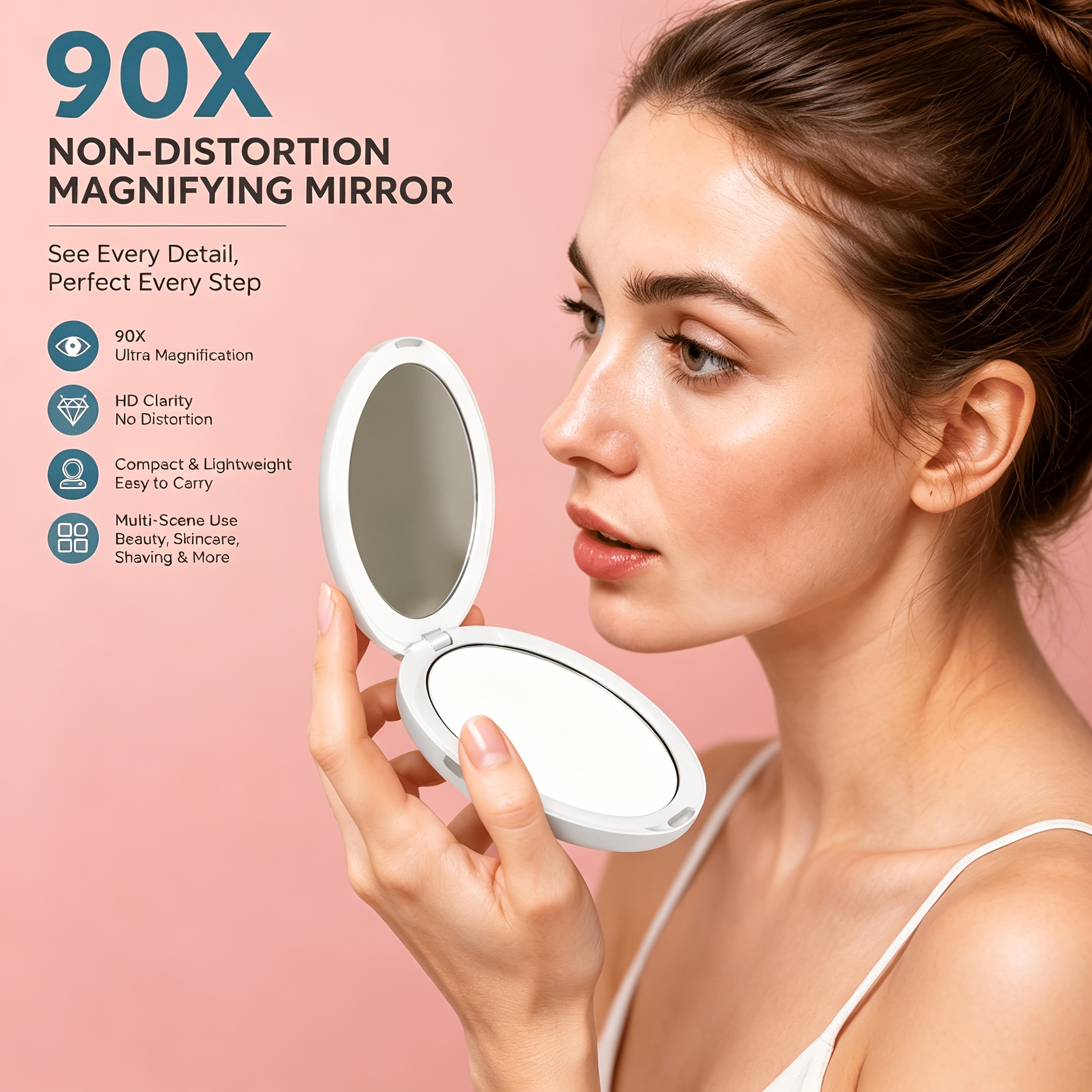 TEMU Espejo de aumento plegable / con elegante y de calidad, que un aumento de 90x para una aplicación de maquillaje . para retoques sobre , ideal