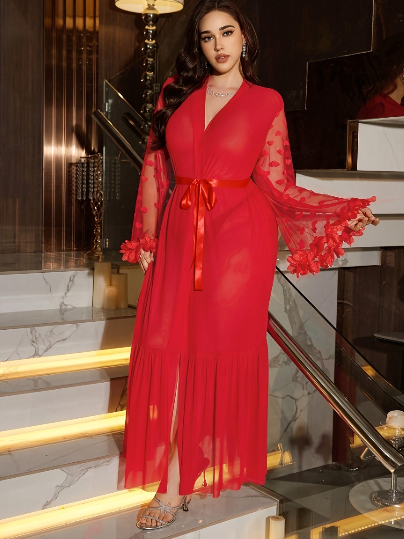 plus size flare sleeve dress sold on Temu United States