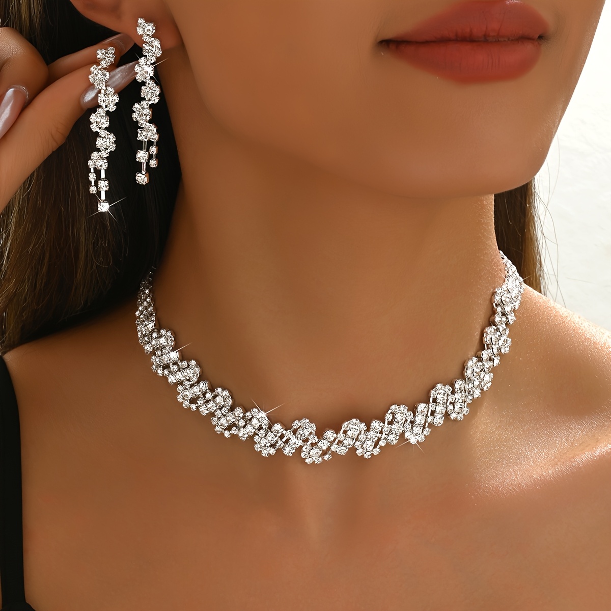 Women's Wedding Necklace 1pc And Earrings 1 Pair Jewelry 2pcs Set