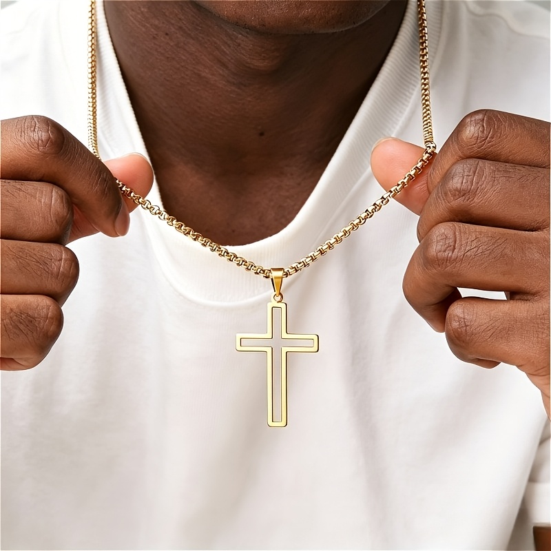 Men's Vintage Punk Hollow-Out Cross Pendant Necklace