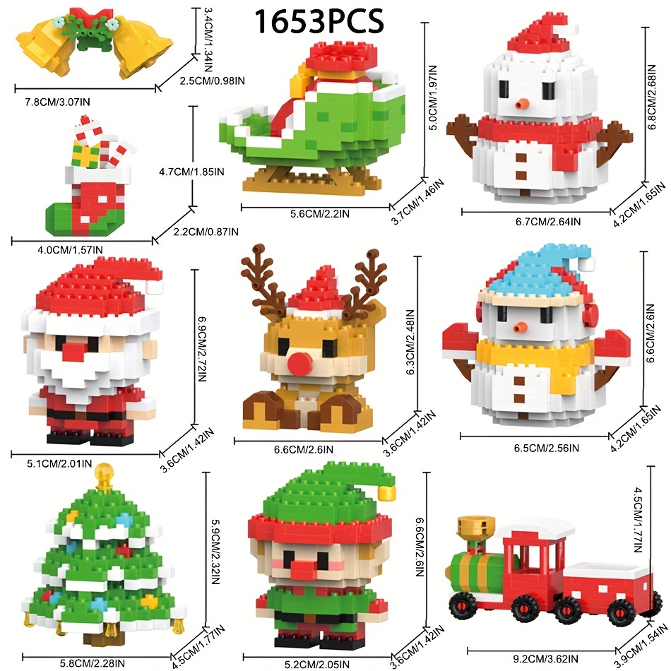 Christmas Tree Building Blocks Kit Elk Santa Claus Train Small