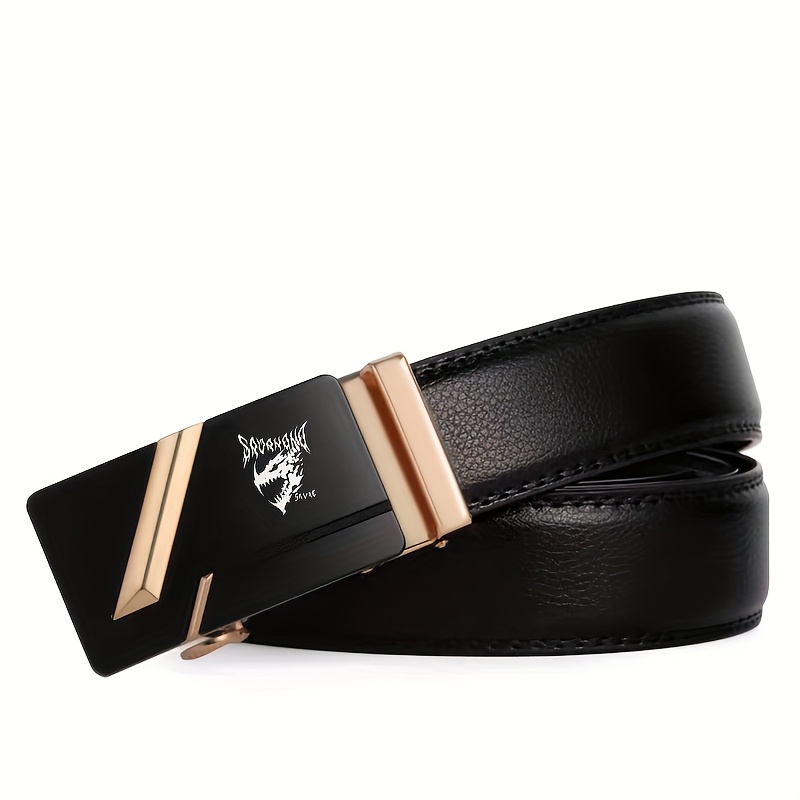 Men's Belt with Dragon Pattern and Automatic Buckle